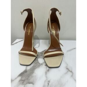 Saint Laurent YSL Opium Open Toe Heels in Ivory - Size 37.5